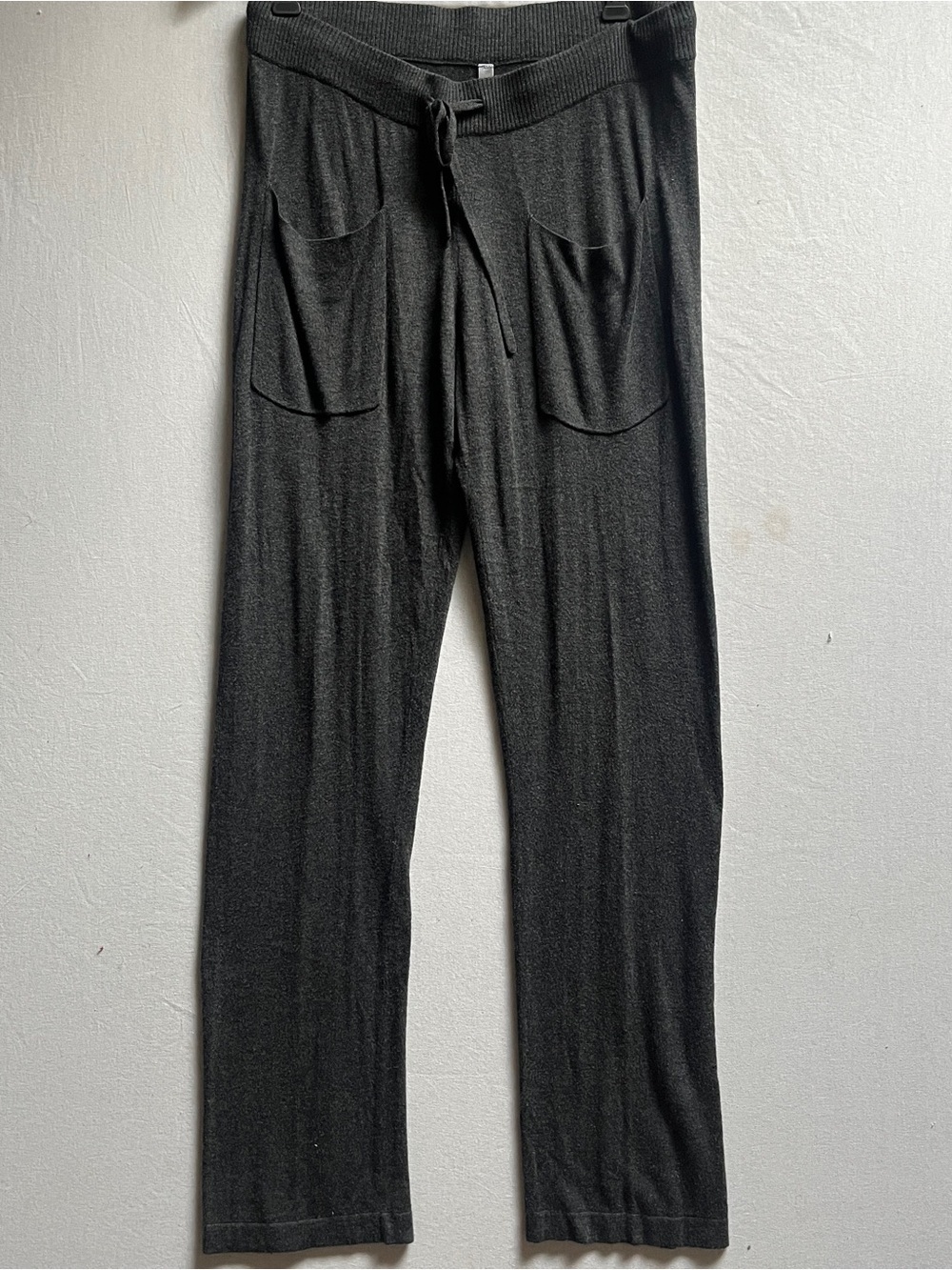 Miiyu Cashmere Blend Black Knit Drawstring Lounge Pants Womens Size L